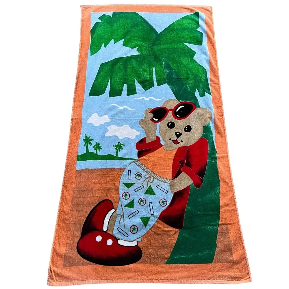 Teddy Bear Palm Tree Vintage Beach Towel 30x58